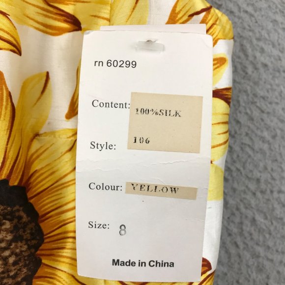 New Vintage CHETTA B 100% Silk Sunflower Print Maxi Dress Size 8 - Picture 9 of 14